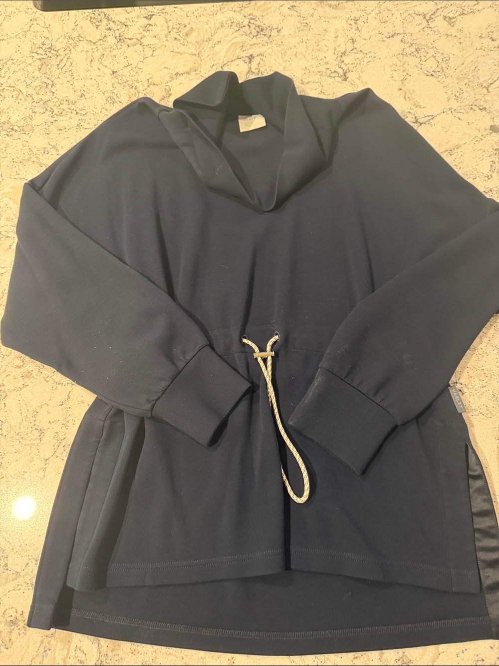 Varley Navy Crewneck Drawstring Sweatshirt